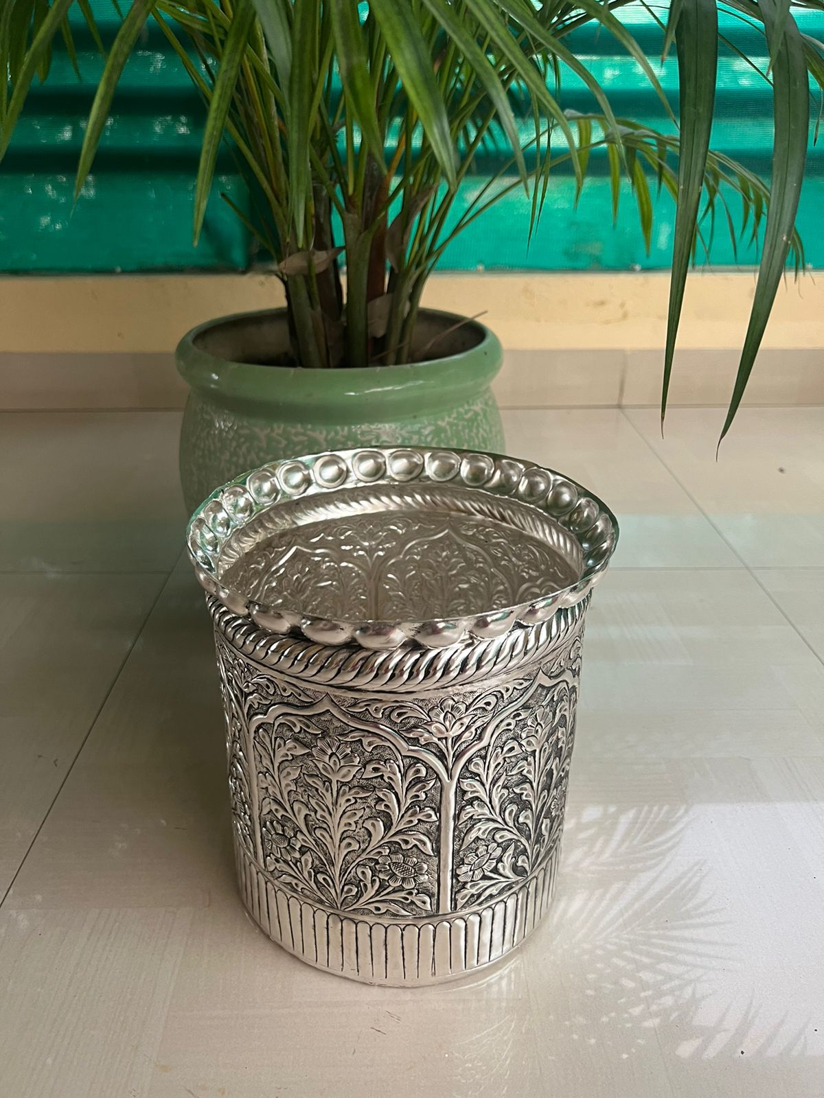 German silver Kuber Kuncham big size/cylindrical Container